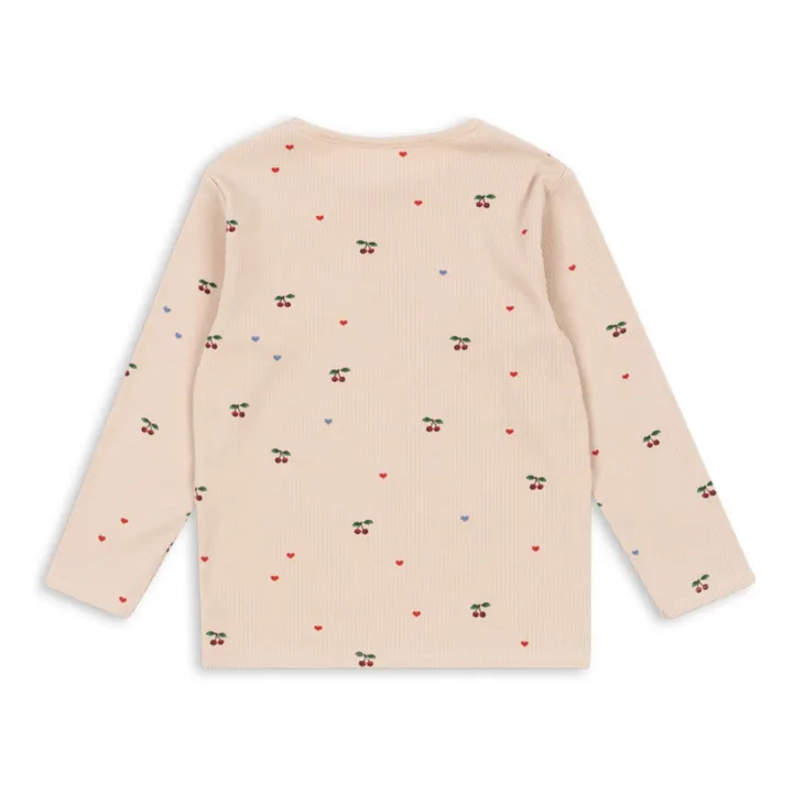 Camiseta de canalé de algodón orgánico Ella Cerises | Rosa Viejo- Imagen del producto n°1