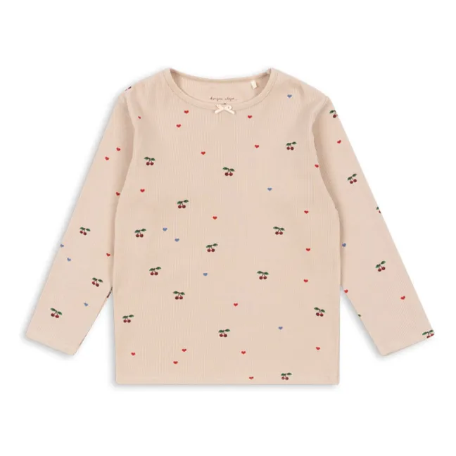 T-shirt Côtelé Ella Cerises Coton Bio | Vieux Rose