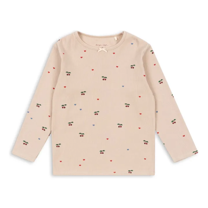 Camiseta de canalé de algodón orgánico Ella Cerises | Rosa Viejo- Imagen del producto n°0