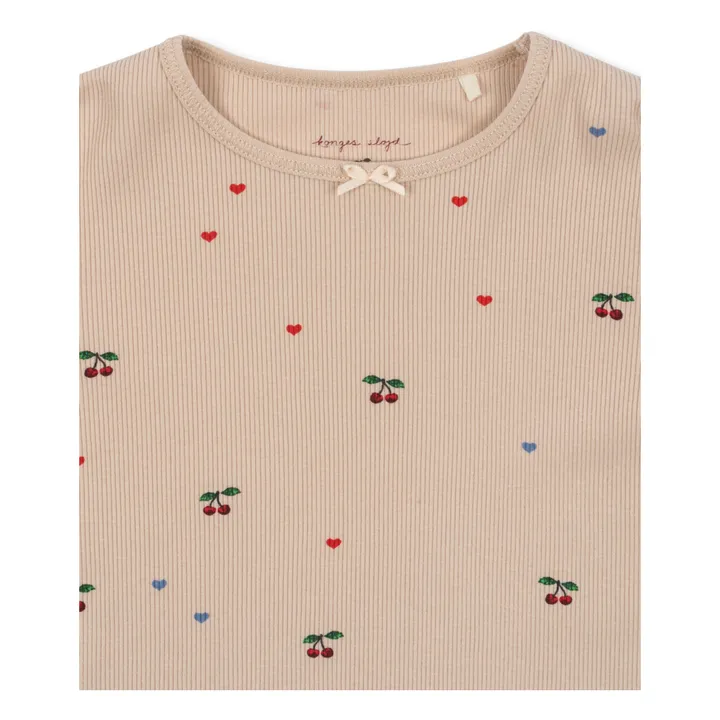 Camiseta de canalé de algodón orgánico Ella Cerises | Rosa Viejo- Imagen del producto n°2