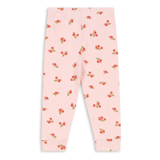Legging Fleuri Coton Bio | Rose pâle