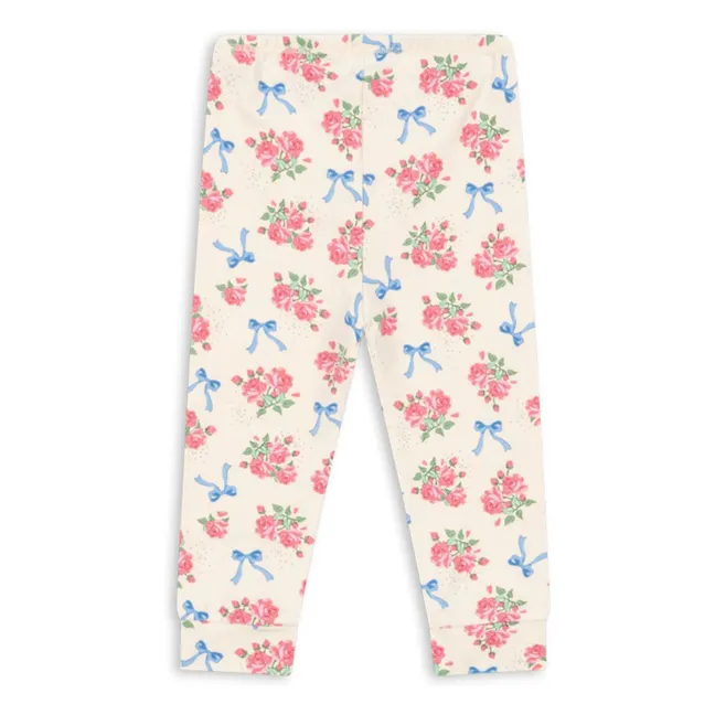 Legging Fleuri Coton Bio | Ecru