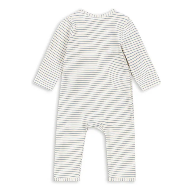 Organic cotton striped Cache Cœur jumpsuit | Ecru