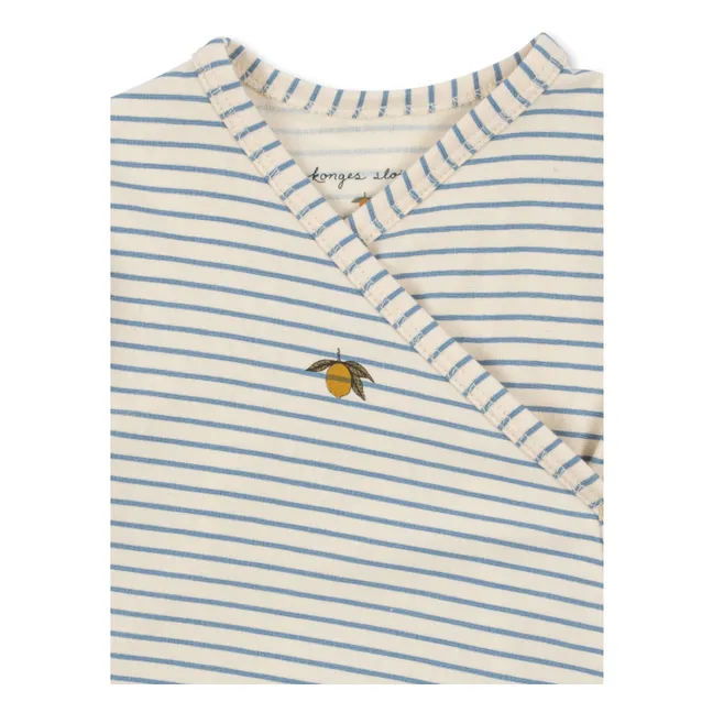 Combinaison Cache Cœur Rayée Coton Bio | Ecru