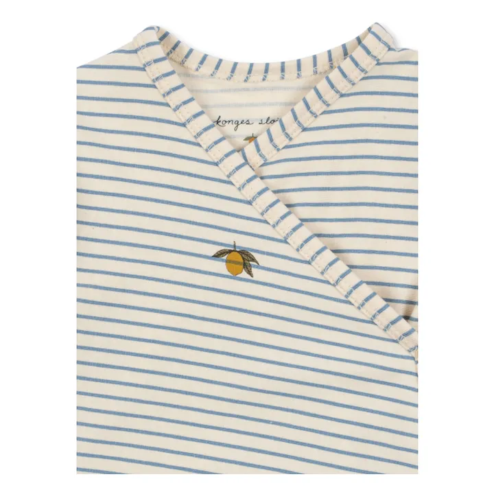 Combinaison Cache Cœur Rayée Coton Bio | Ecru- Image produit n°2