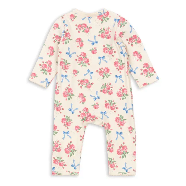 Combinaison Cache Coeur Fleurie Coton Bio | Ecru