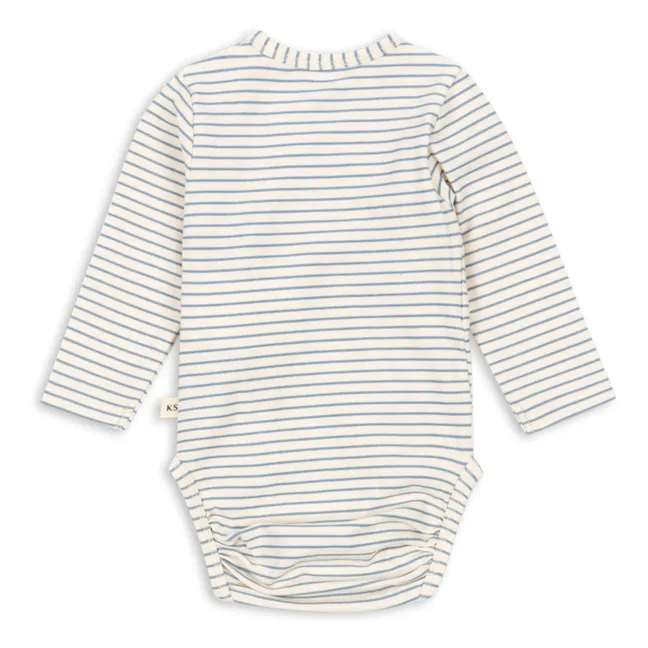 Striped Organic Cotton Cache Coeur Bodysuit | Ecru