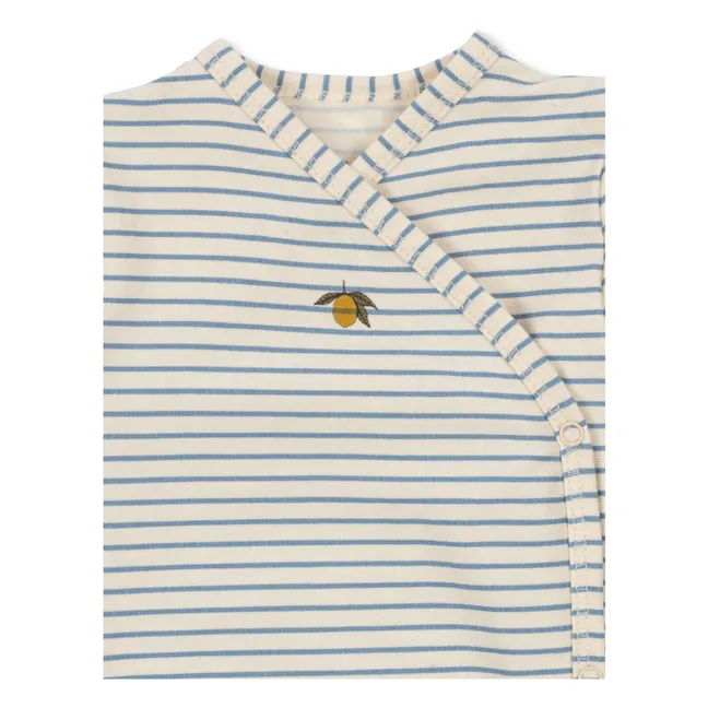 Striped Organic Cotton Cache Coeur Bodysuit | Ecru