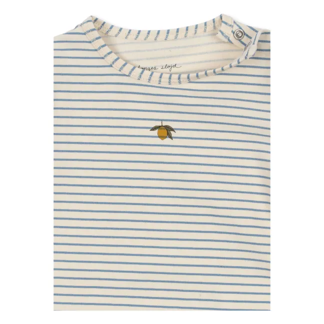 Organic cotton striped bodysuit | Ecru