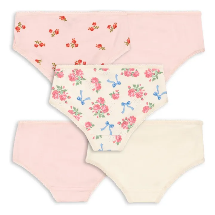 Lot 5 Culottes Fleuries Coton Bio | Rose pâle- Image produit n°1