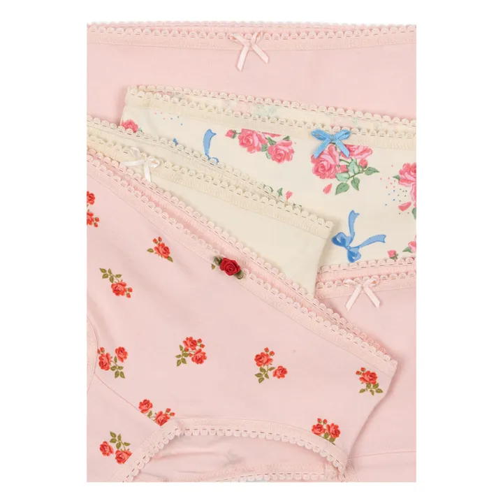 Lot 5 Culottes Fleuries Coton Bio | Rose pâle- Image produit n°2