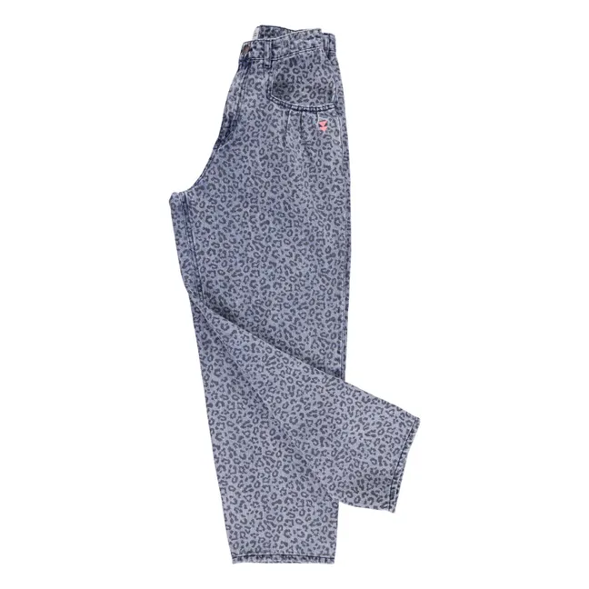 Jeans mit Tierprint | Washed Blue