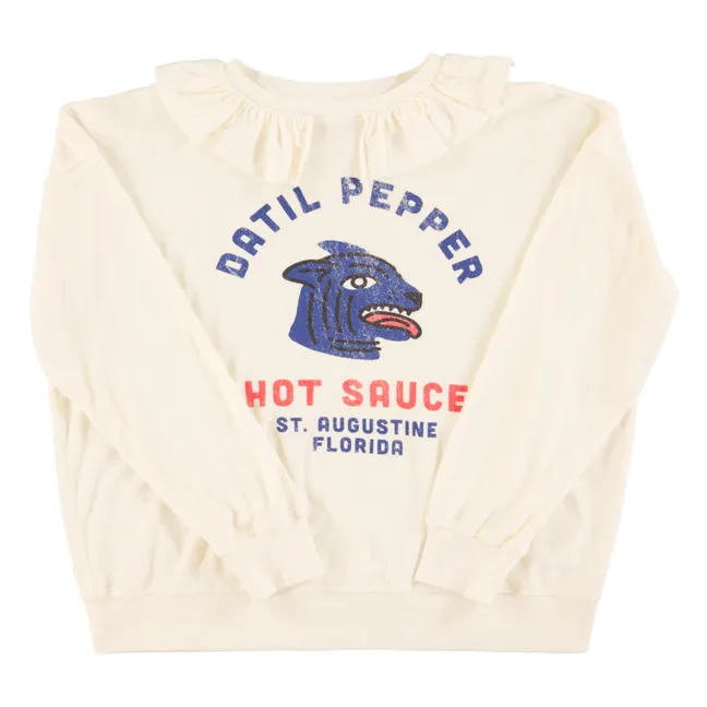 Sudadera Terese Datil Pimienta Rizo Algodón Ecológico | Blanco