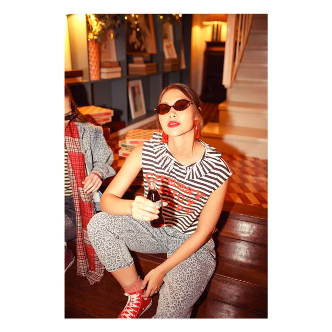 Jeans mit Tierprint | Washed Blue