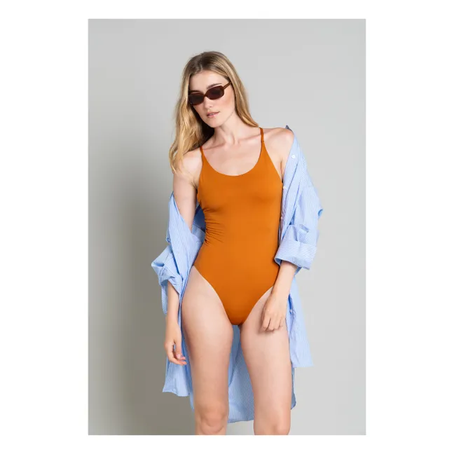 Traje de baño de 1 pieza con espalda cruzada Amy | Óxido