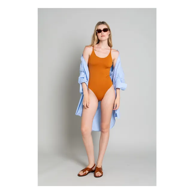 Traje de baño de 1 pieza con espalda cruzada Amy | Óxido