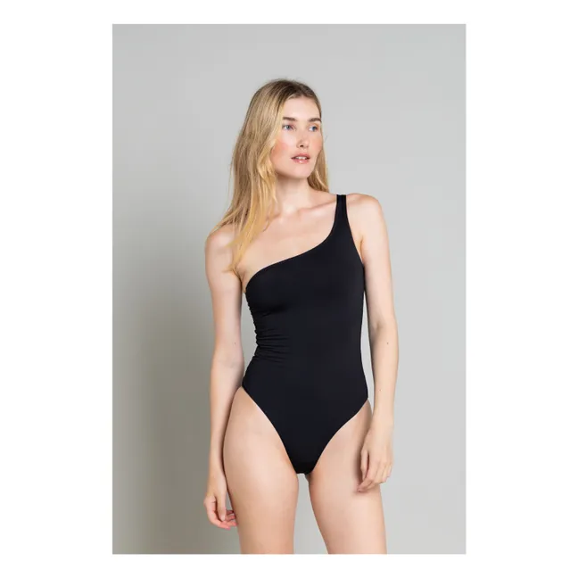 Traje de baño de 1 pieza asimétrico Janet | Negro