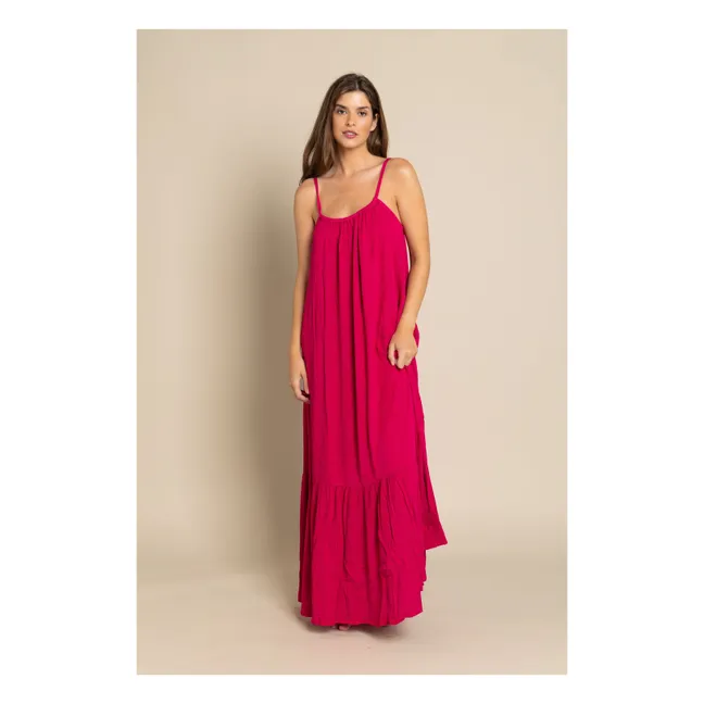 Maxivestido halter de viscosa | Rosa Fushia
