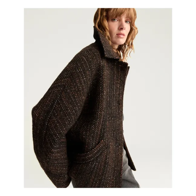 Manteau Lord Herringbone Laine Vierge | Noir