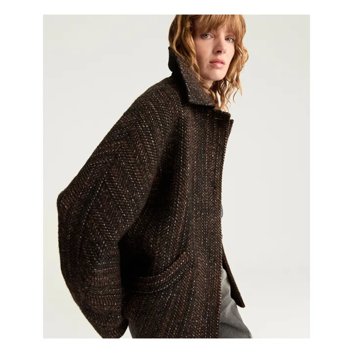 Manteau Lord Herringbone Laine Vierge | Noir- Image produit n°7