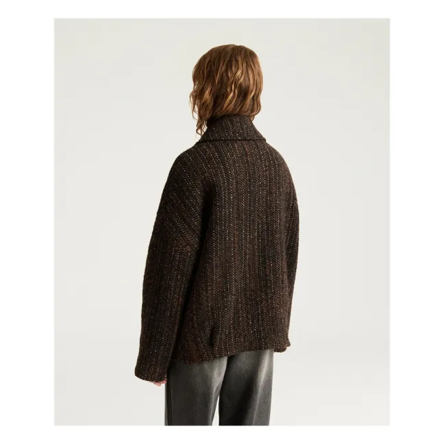 Manteau Lord Herringbone Laine Vierge | Noir