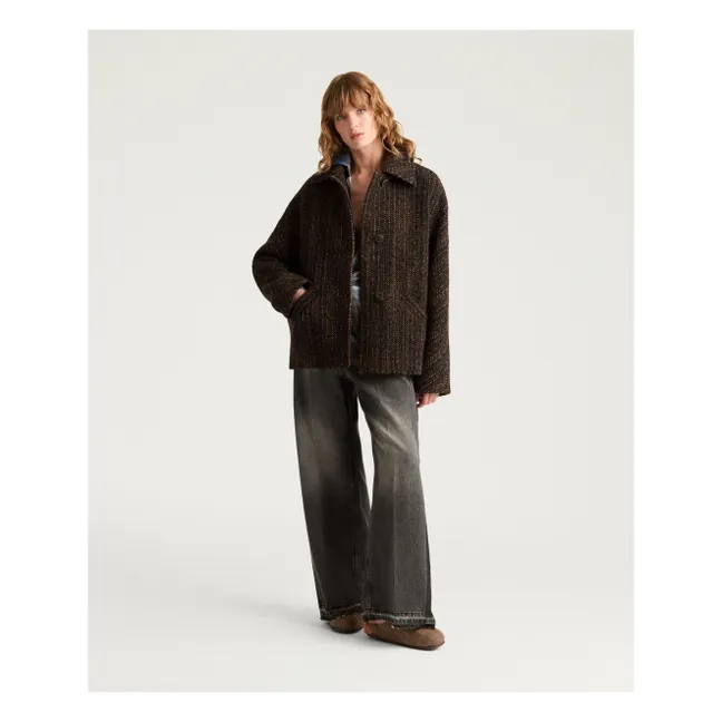Manteau Lord Herringbone Laine Vierge | Noir