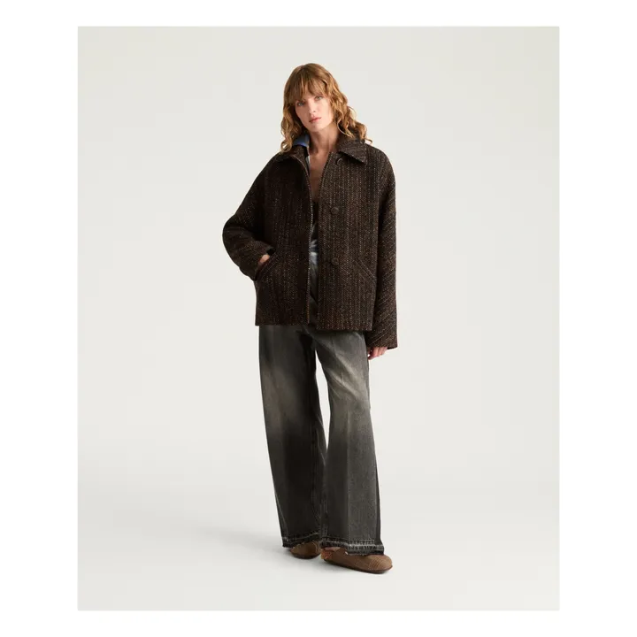 Manteau Lord Herringbone Laine Vierge | Noir- Image produit n°5