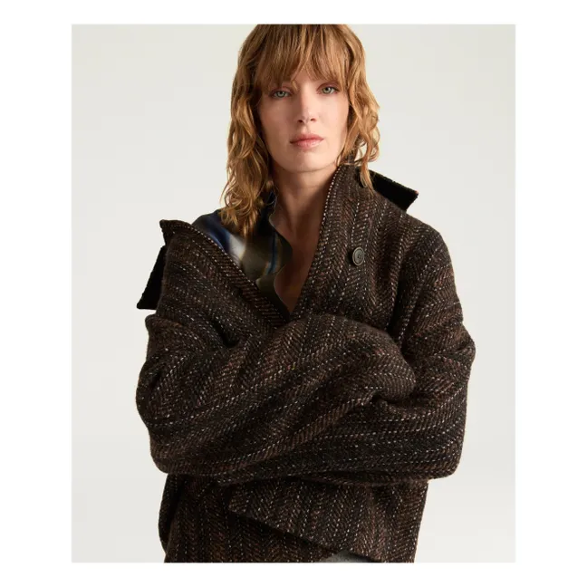 Manteau Lord Herringbone Laine Vierge | Noir