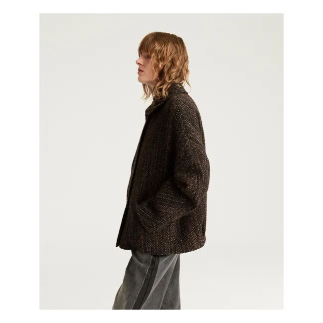 Manteau Lord Herringbone Laine Vierge | Noir
