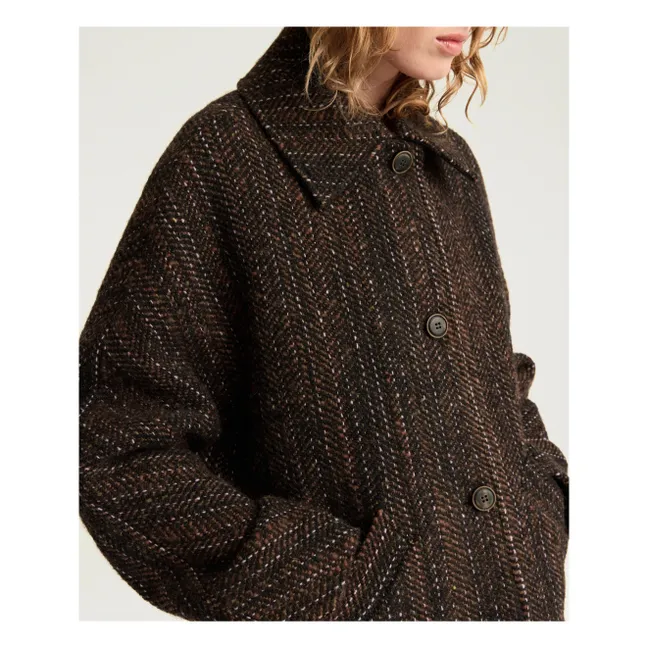 Manteau Lord Herringbone Laine Vierge | Noir