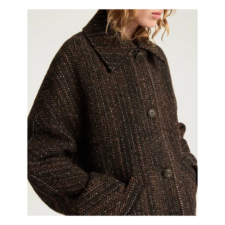 Manteau Lord Herringbone Laine Vierge | Noir- Image produit n°3