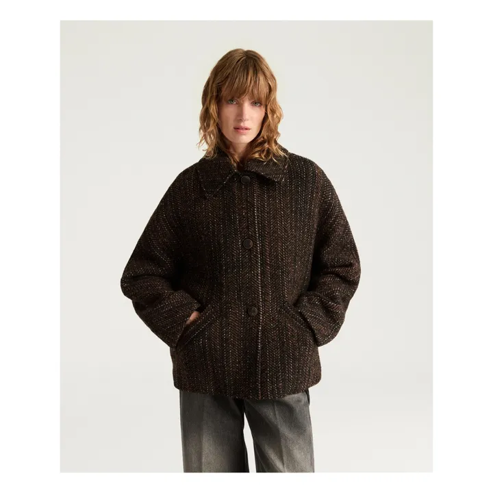 Manteau Lord Herringbone Laine Vierge | Noir- Image produit n°1