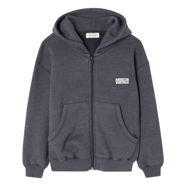 Doven Zip Sweat | Marled charcoal grey