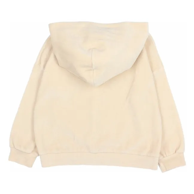 Sudadera con capucha de terciopelo y algodón orgánico | Marfil