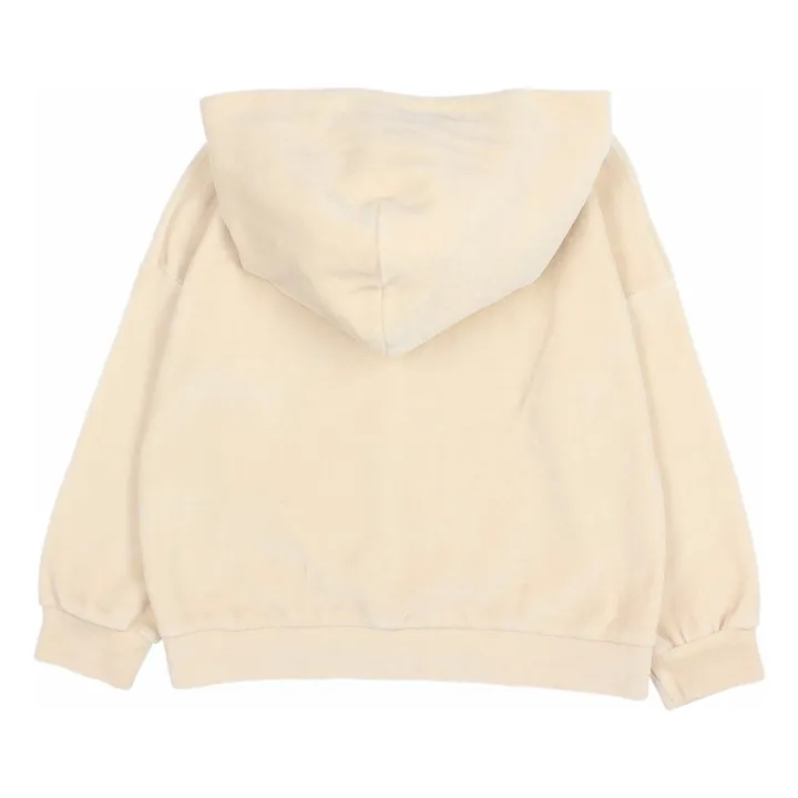 Sweat Capuche Velours Coton Bio | Ivoire- Image produit n°1