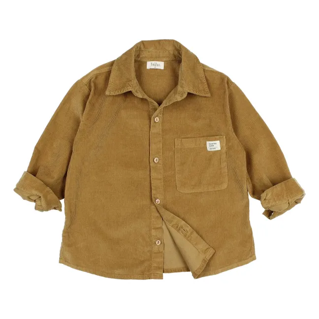 Camisa de algodón orgánico de pana suave | Ocre