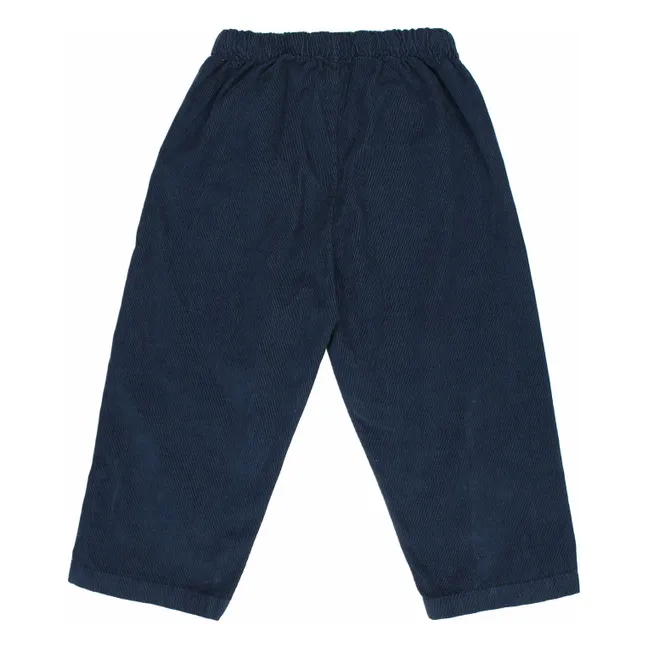 Pantaloni in morbido velluto a coste in cotone biologico | Blu marino