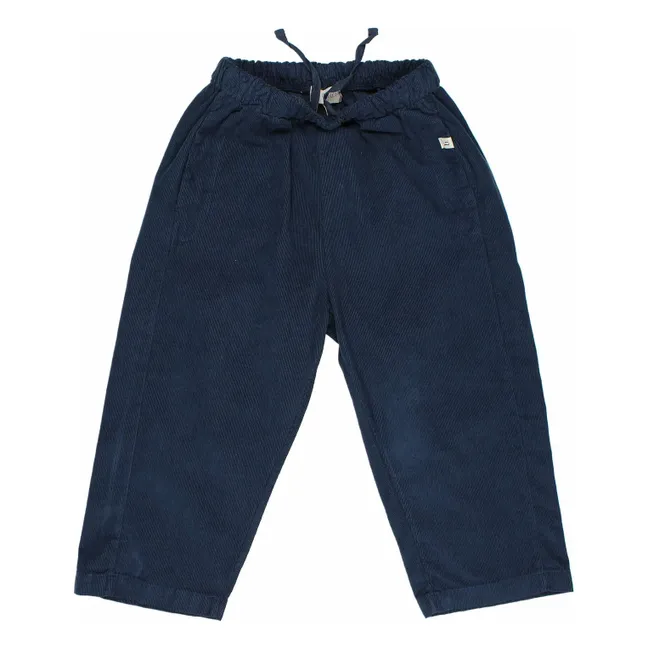 Pantaloni in morbido velluto a coste in cotone biologico | Blu marino