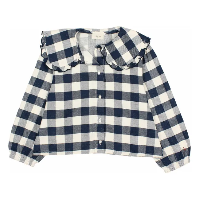 Blusa de cuadros guinga | Azul Marino