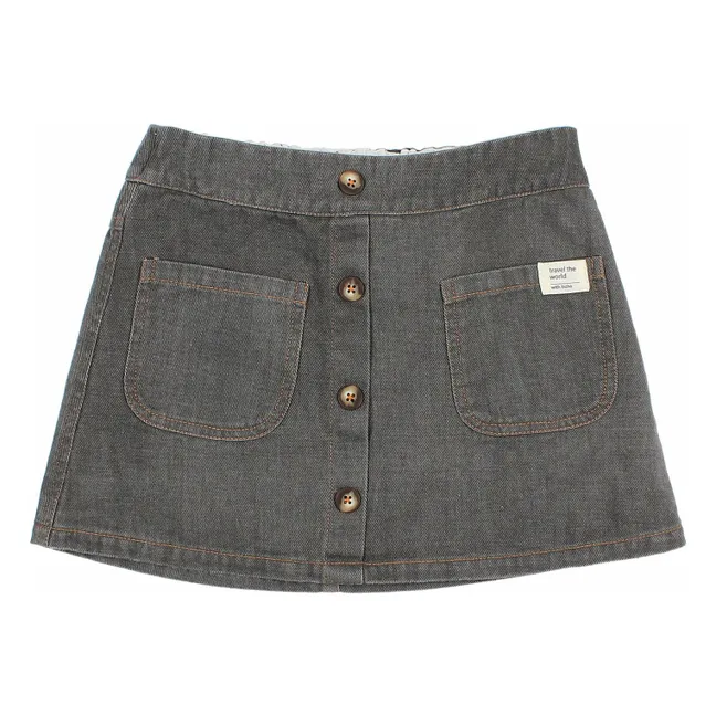 Jupe Denim Coton Bio | Denim gris