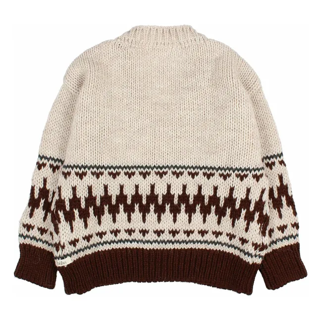 Cardigan Folk Laine Alpaga | Ecru