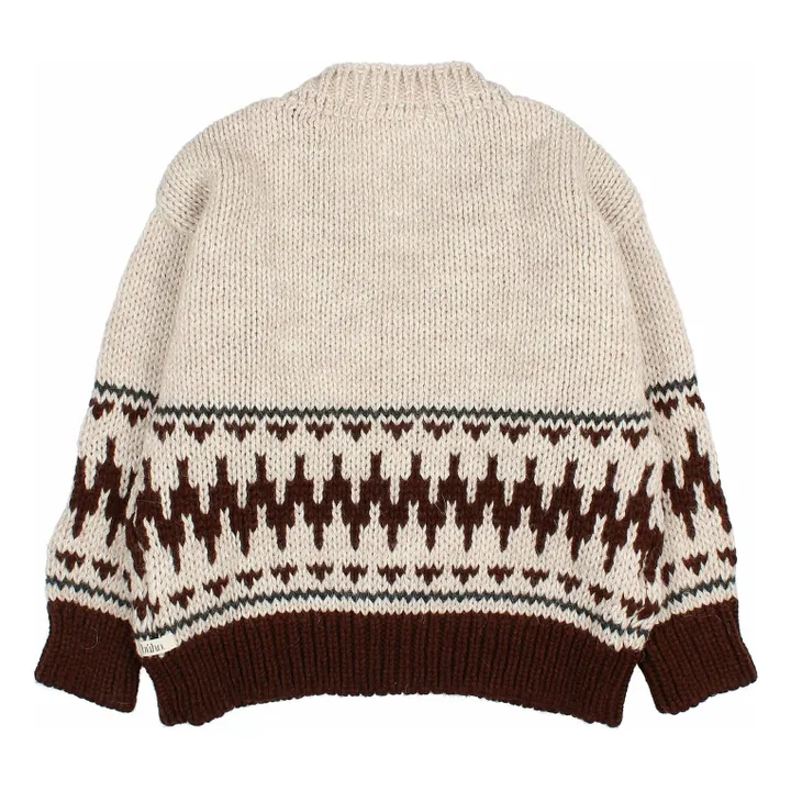 Cardigan Folk Laine Alpaga | Ecru- Image produit n°1
