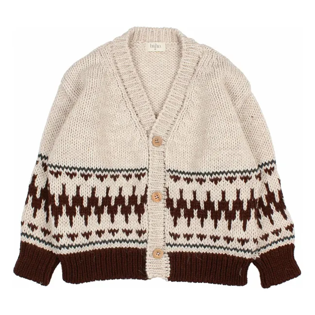 Cardigan Folk Laine Alpaga | Ecru