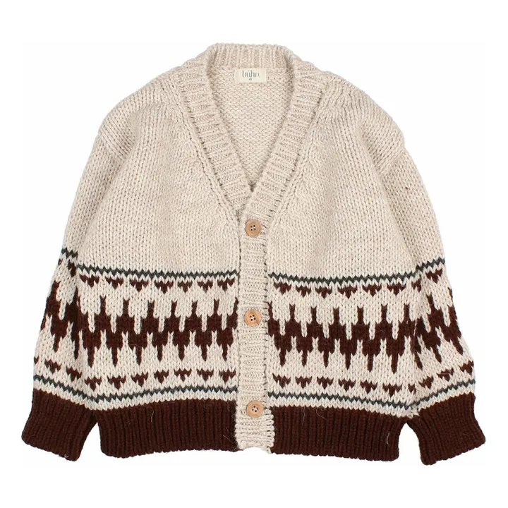 Cardigan Folk Laine Alpaga | Ecru- Image produit n°0