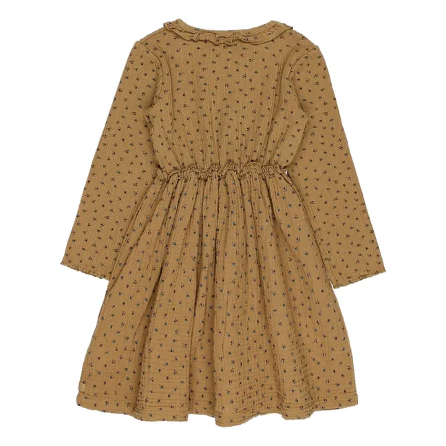 Vestido combinado | Ocre
