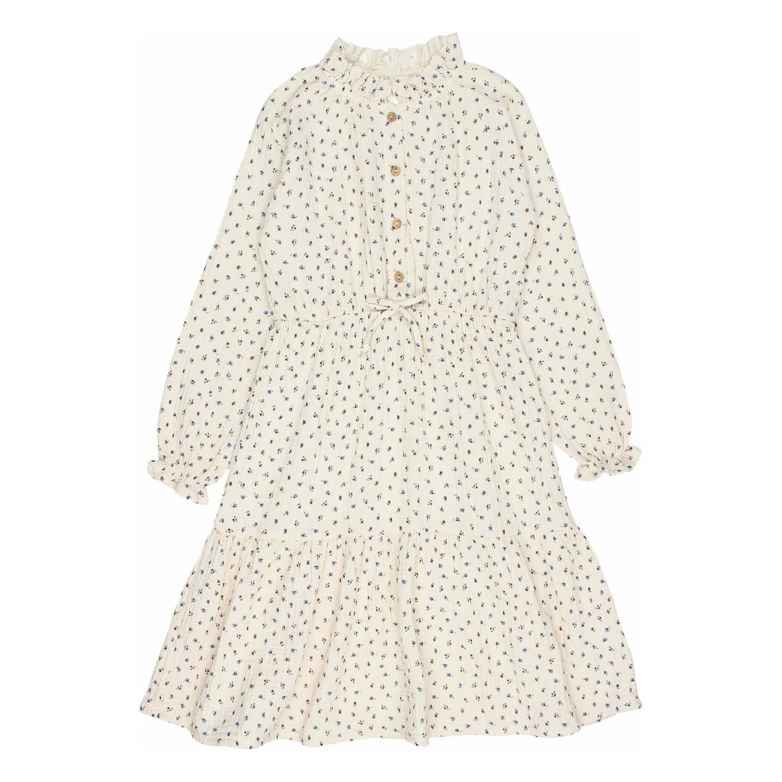Búho Ivory Organic Cotton Gauze Ruffle Dress