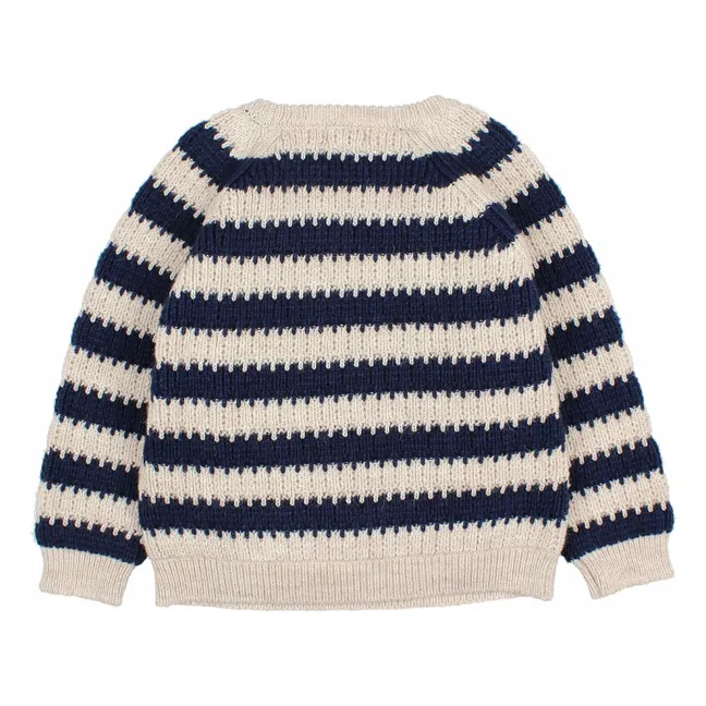 Striped Wool Alpaca Sweater | Navy blue