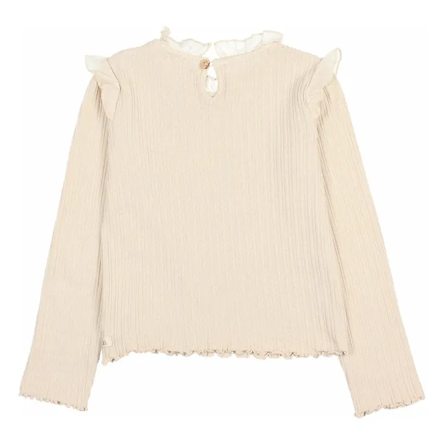 Camiseta de canalé | Marfil