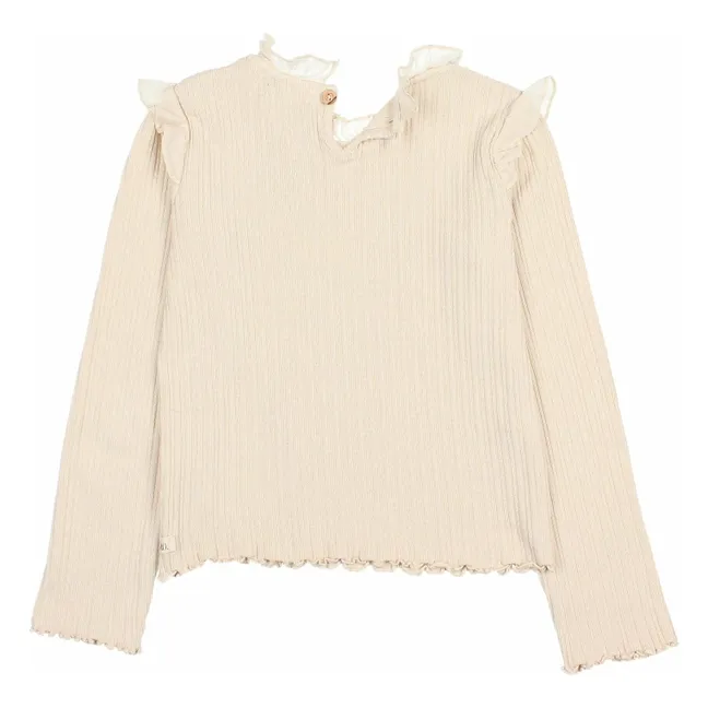 Camiseta de canalé | Marfil