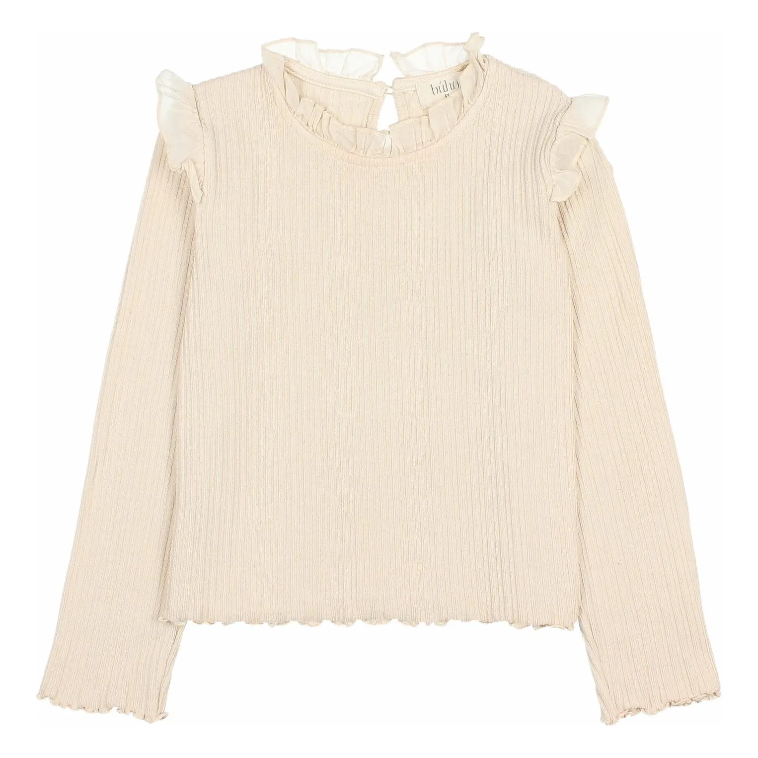 Búho - T-shirt Fille Manches Longues Côtelé Ivoire 6 ans Voile